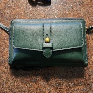 Fossil brand Emerald Green Crossbody Wallet